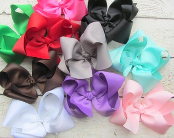 Big Bows Set of 6 Boutique 6" Bows Grosgrain X-Large Hair Bow- Pick ANY Six