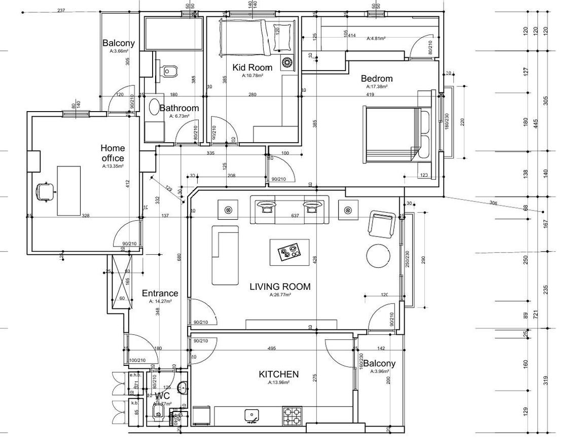 117 M Small House Plan PDF + DWG | 2 Bedroom Modern House Floor Plan ...