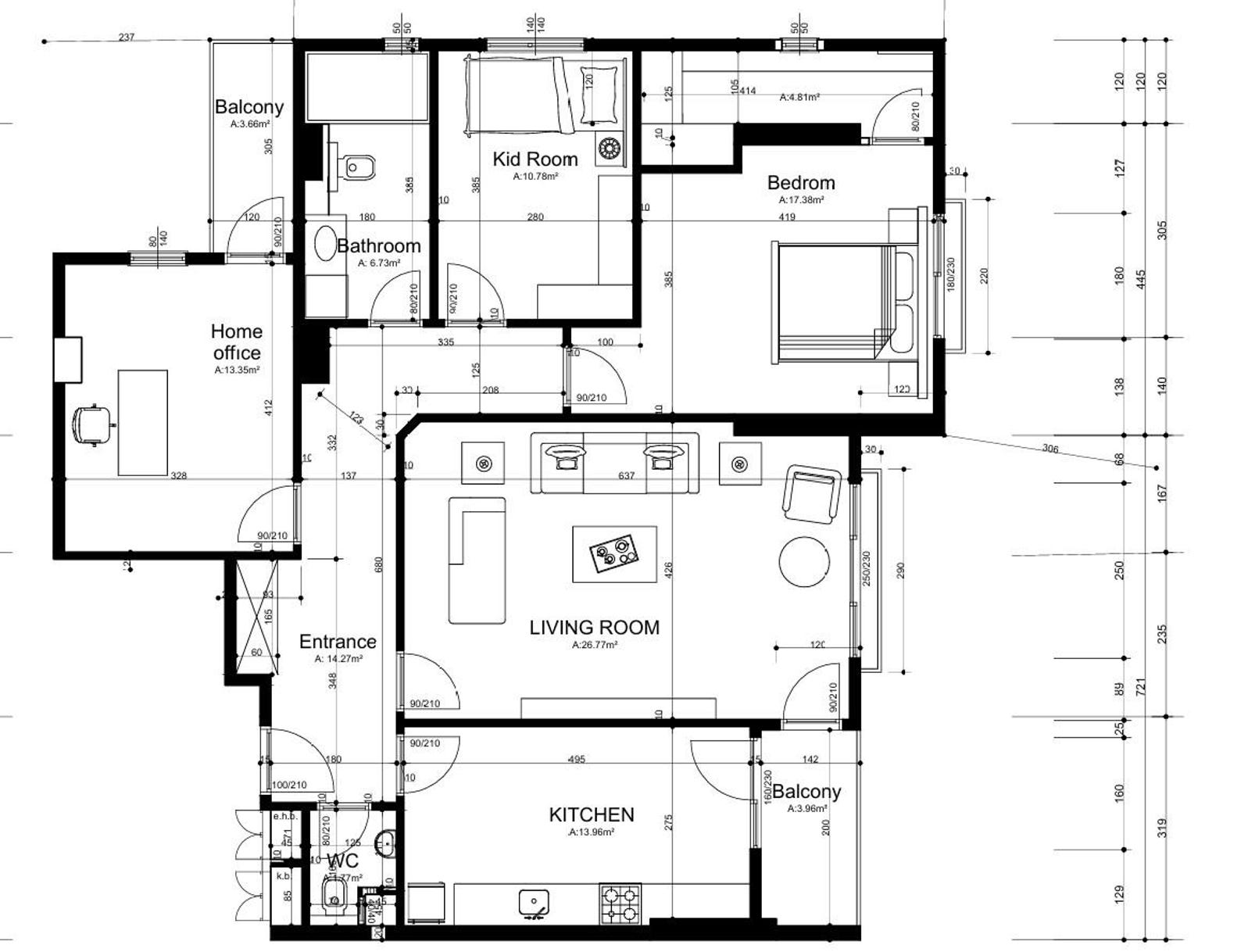 117 M Small House Plan PDF + DWG | 2 Bedroom Modern House Floor Plan ...