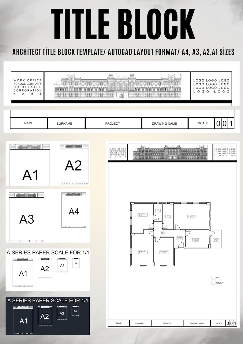Architectural Title Block Templates A1 A2 A3 A4 Sizes Printable