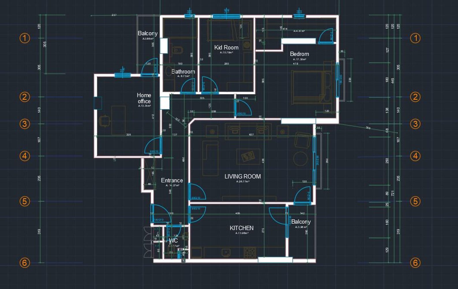 117 M Small House Plan PDF + DWG | 2 Bedroom Modern House Floor Plan ...