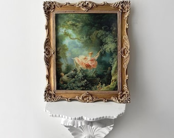 PRINTED & FRAMED: The Swing by Jean-Honoré Fragonard | Giclée Fine Art Print in Antique-Style Ornate Gold Frame, Progress of Love, Rococo