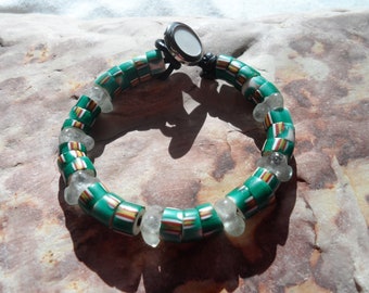 Vintage trade bead glass venetian and recycled African glass beaded bracelet