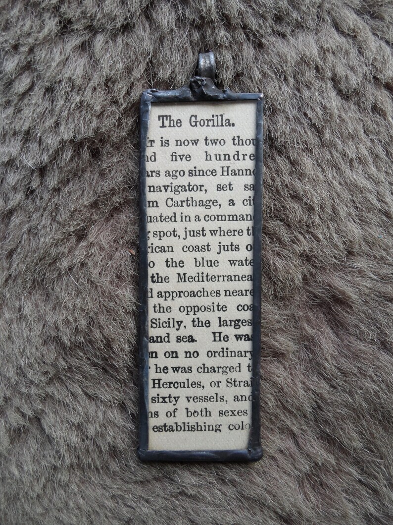 Gorilla reversible antique illustration pendant