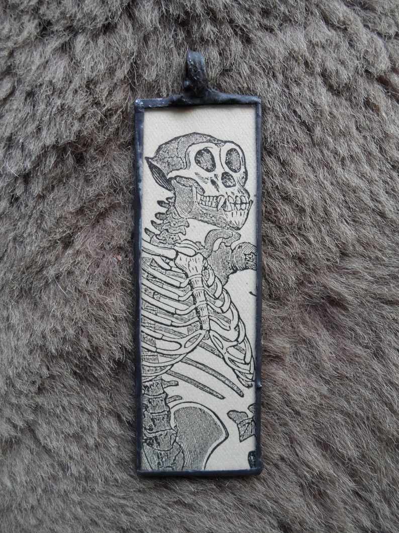 Gorilla reversible antique illustration pendant