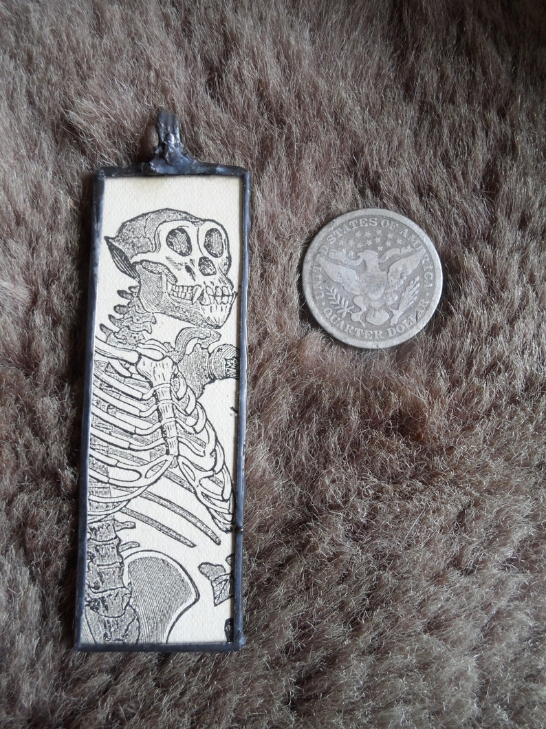Gorilla reversible antique illustration pendant