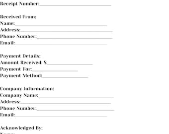 Cash Payment Acknowledgement, Editable & Printable Cash Payment Acknowledgement Template - Customizable, Simple Easy Use! Read Description!