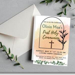 Gender Neutral First Holy Communion Invitation, First Holy Communion Invitation, First Communion Invite, Editable First Holy Communion