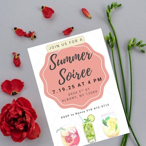 Summer Soiree, Digital Invitation, Summer Party Invite, Cocktail Party, Invitation Template, Summer Event, Summer Gathering