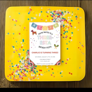 Three-esta Invite l 3rd birthday l Fiesta invite   Three esta invite l Mexican fiesta theme   Instant download l Editable template
