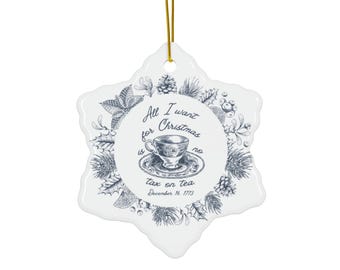 Boston Tea Party Ceramic Ornament: American History Christmas Decor
