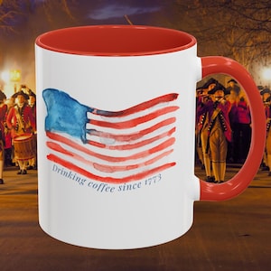 Patriotic Coffee Mug, American History Tea Party Cup, USA Independence Day Gift, Revolutionary War Decor, 4th of July Kitchenware