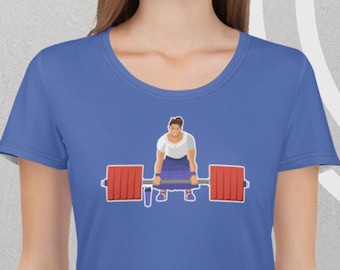 Camiseta deportiva para mujer con estampado integral de peso muerto de Luisa Encanto