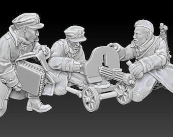 Polish HMG (3 figures)– WWII , Polish People's Army -15mm 20mm 28mm, bolt action,  flames of war, wargaming, model, Polish Army, Poland