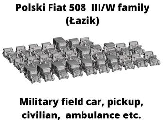 5x Fiat 508 III/W Lazik 15mm or 20mm or 28mm  scale model Poland IIWW World War II