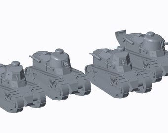 5 models Renault FT-17 Tank 15mm or 20mm or 28mm  scale model Poland IIWW World War II