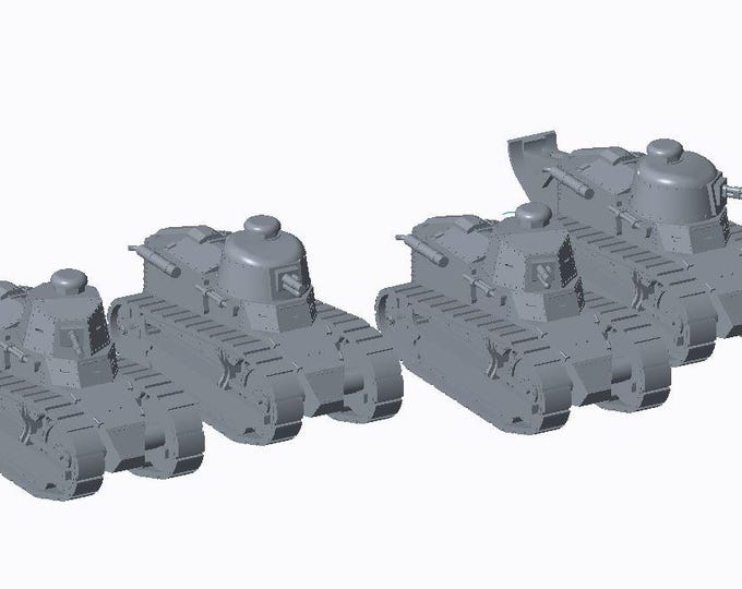 5 models Renault FT-17 Tank 15mm or 20mm or 28mm  scale model Poland IIWW World War II