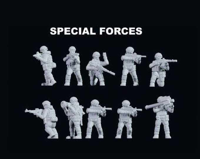 SPECIAL FORCES TROOPS  - 10 miniatures -  15mm 20mm 28mm scale