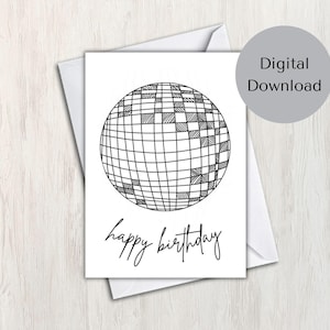 Carte numérique « Happy Birthday » dessinée à la main (imprimable)