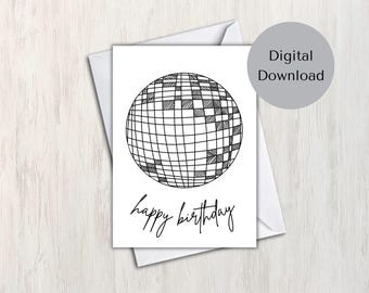 Carte numérique « Happy Birthday » dessinée à la main (imprimable)
