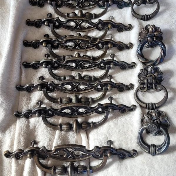 Lot of large Vintage brass dresser drawer pulls