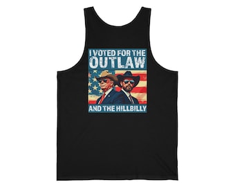 I Voted For The Outlaw And The Hillbilly 2024 Jersey Tank top make America great again republican tank top Trump and Vance