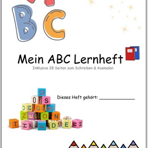 Cuaderno de aprendizaje del alfabeto para preescolar: escritura y coloración de letras - Ayuda de aprendizaje para niños - Cuaderno de ejercicios del alfabeto en PDF