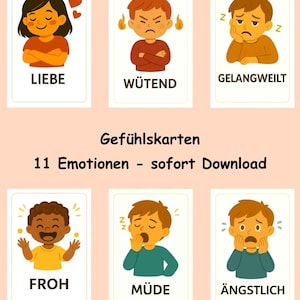 Emotion cards for children, Montessori learning cards, emotion cards, mood cards, recognizing and naming emotions, feelings for children