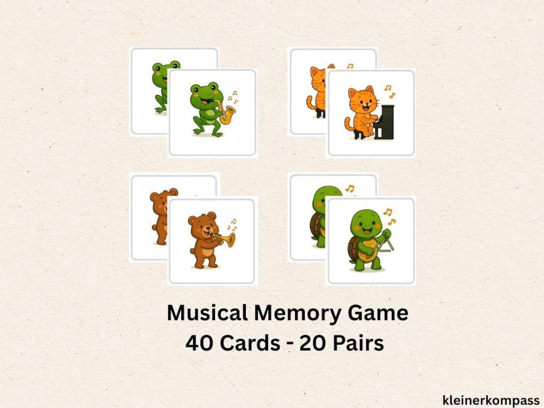 Printable Musical Memory Game – 40 Matching Cards + Backing Paper ...