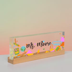 Teacher Appreciation Acrylic Desk Name Plate Personalized Name Sign for Desk Teacher Gift Coworker Custom Desk Classroom Office Decor