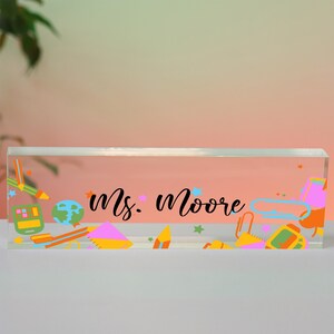 Teacher Appreciation Personalized Name Sign for Desk Teacher Acrylic Desk Name Plate Custom Desk Classroom Gift Coworker Office Decor