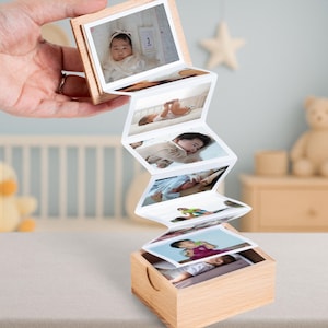 Pull Out Photo Box Custom Mini Accordion Album Gift Personalized Picture Memory Box Photo for Newborn Gift Special Moments Picture Album