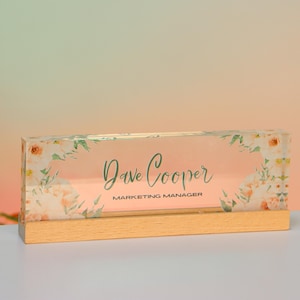 Desk Name Plate Acrylic Name Sign Custom Appreciation Gift for Office Girly Desk Decor Personalized Office Name Plate Coworker Gift Teacher