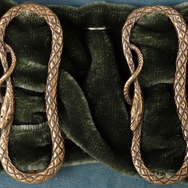 Bronze Pair of Snake Victorian Steampunk Medium Buckle Accessory