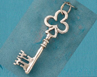 3D Key Sterling Silver Pendant Charm