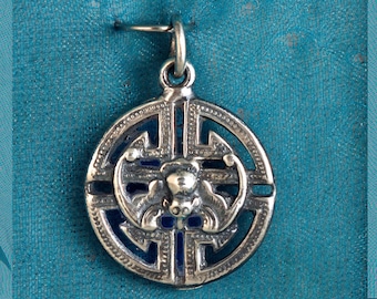 Eternal Bat With Shou Sterling Silver Pendant Charm