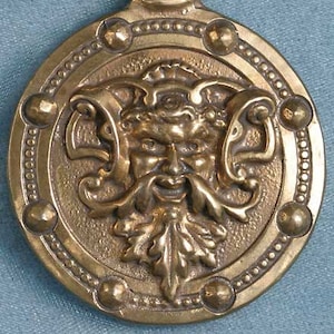 Large Green Man Bronze Pendant