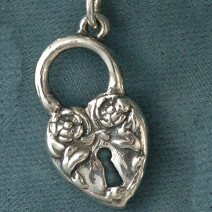 Romantic Small Heart Shaped Lock Sterling Silver Pendant Charm