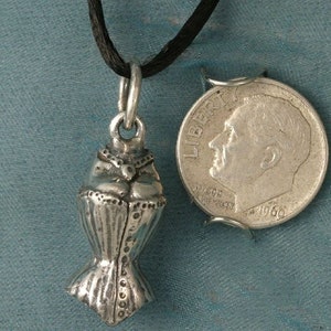 Medium 3d Victorian Corset Lady Sterling Silver Pendant Charm