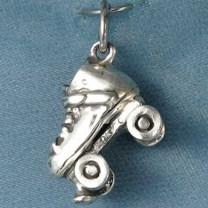 3D Roller Skate Sterling Silver Pendant Charm