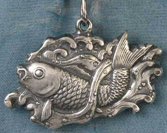 Koi Fish Sterling Silver Pendant Charm
