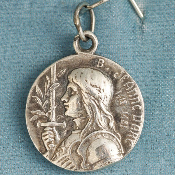 Joan of Arc, the Maid of Orleans, Small Double Sided Sterling Silver Pendant Medallion Charm