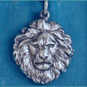 Lion Head Sterling Silver Pendant Charm image 1