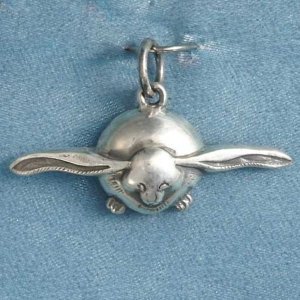 Flying Bunny of Death Sterling Silver Pendant Charm