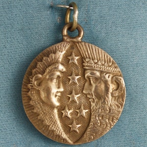 Large Brother Sun Sister Moon Celestial Bronze Pendant