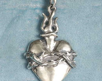 Sacred Heart Sterling Silver Pendant