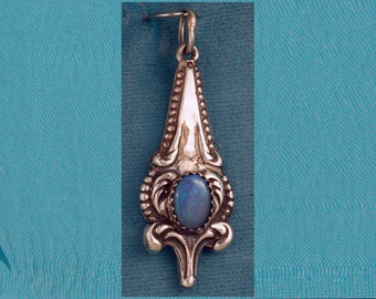 Edwardian Victorian Art Nouveau Opal Sterling Silver Pendant