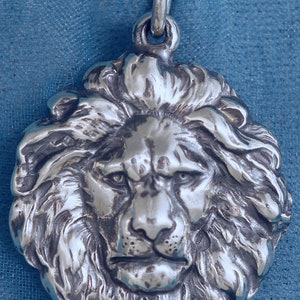 Lion Head Sterling Silver Pendant Charm image 2