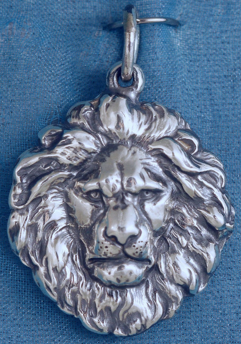 Lion Head Sterling Silver Pendant Charm image 2