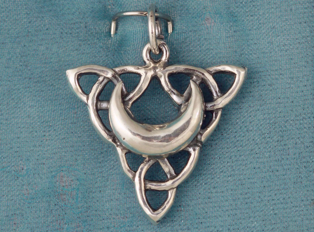 Small Triple Celtic Triangle With a Crescent Moon Sterling Silver ...
